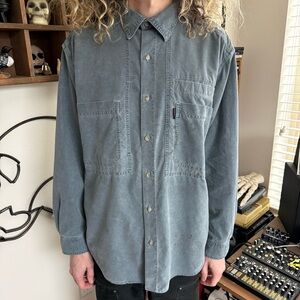 Vintage 80s 90s Gramicci Gray Blue Stonewashed Button Down Shirt USA ~ Size M